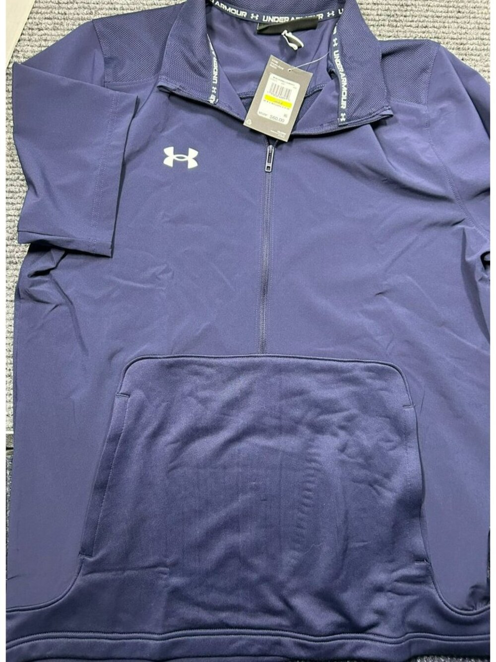 Under Armour Mens Half-Zip Navy Pullover Short Sleeve Loose Fit Size M New With